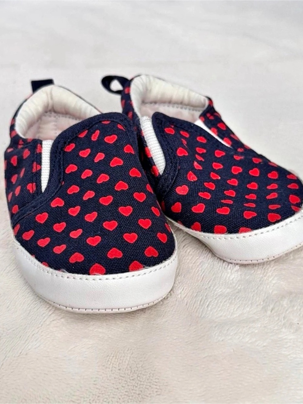 Carter's Heart Print Slip-On Baby Shoes Blue & Red Baby 9-12M